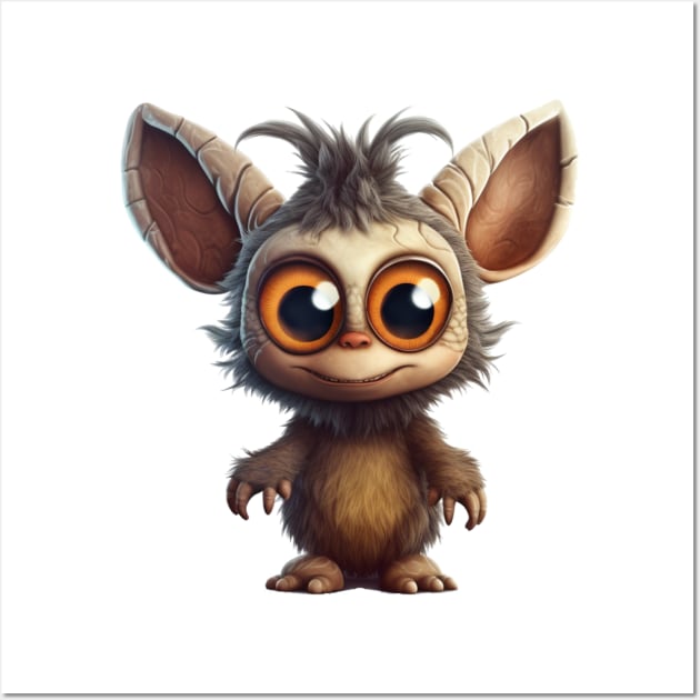 Here Is The Cute Monster With Big Ears Wall Art by MerchFantasy